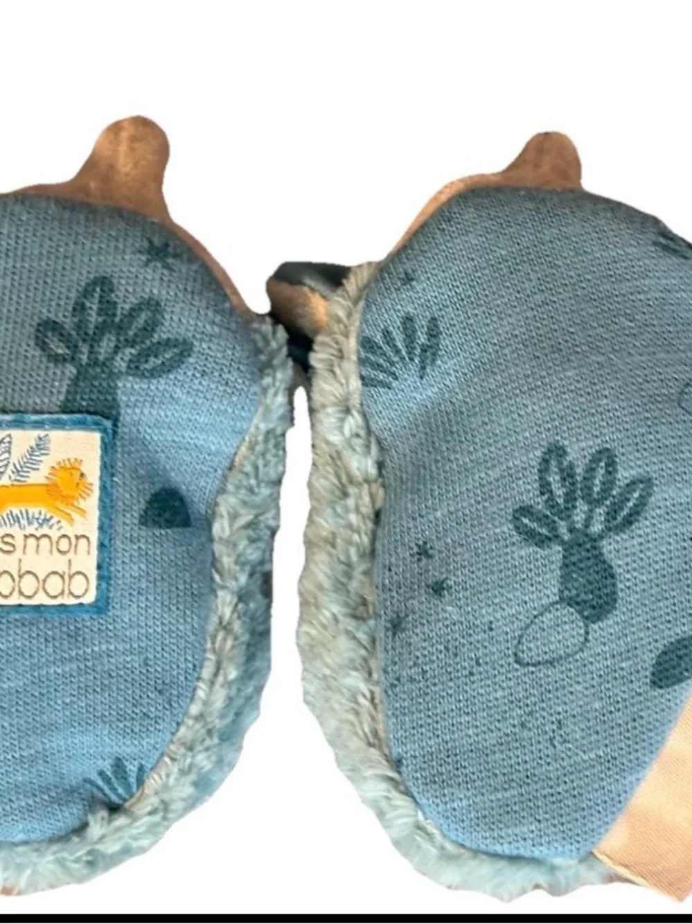 Moulin Roty Sous min Baibab Blue Bergamamote The Elephant Baby Slippers Booties